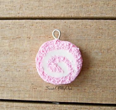 Pink Swiss Roll Cake Slice Charm - SweetsOfMyOwn